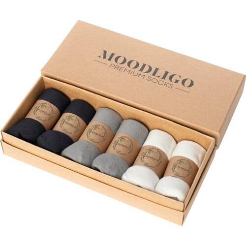 Moodligo Premium Men 'S Bamboo Socks Booties 2 Smoked-2 Gray-2 White