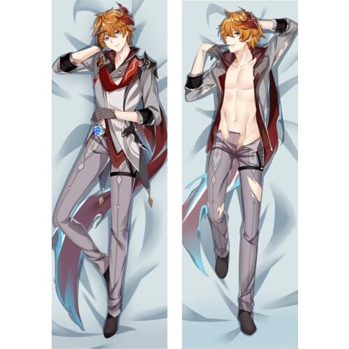 Game Genshin Impact Tartaglia Dakimakura Male Otaku Hugging Body Pillow Case Peach Skin Fullbody HD Printed Pillow Cover