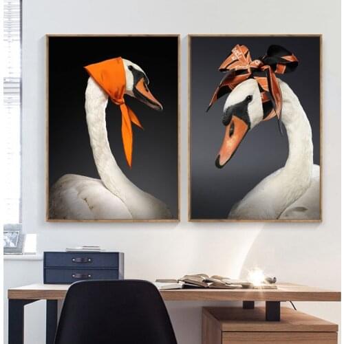 Nordic Minimalism White Swan Wall Art Canvas Painting Nordic Posters And Prints Animals Wall Pictures For Living Room Home Decor