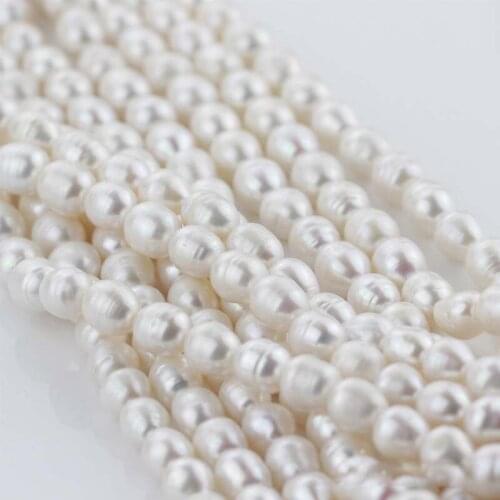 Genuine wholesale 5 strands 9-11mm AAA grade large size rice pearl strands loose beads-- 16"