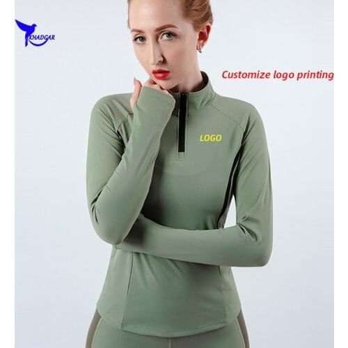 2020 Autumn Quick Dry Elastic Long Sleeve Sweatshirts Women Running T Shirts Gym Fitness Training Sports Yoga Clothing Custom