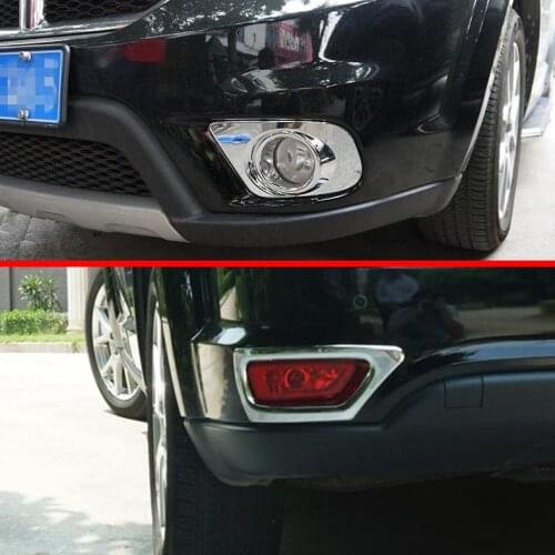 For Dodge Journey 2013 2014 2015 ABS Chrome Front And Rear Fog Light Lamp Cover Trim