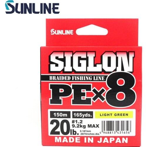 Sunline Siglon PEx8 150m Green/Orange Color Braid 165 Yards Braided Fishing Line