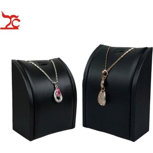 New Vertical Black PU Pendant Jewelry Diplay Stand Wooden Earring Necklace Jewelry Display Organizer Storage Holder Stand