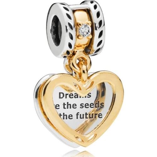 925 Sterling Silver Heart Pendant Dream is Love Seed Beads Suitable For Original 3mm For Jewelry Bracelet Female Gift