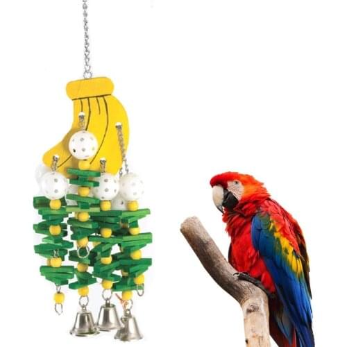 Parrot Toy Bird Colorful Knots Block Chewing Toys Hanging Swing Cage for Eclectus Cockatoo Parakeet Cockatiel Conure Lovebird