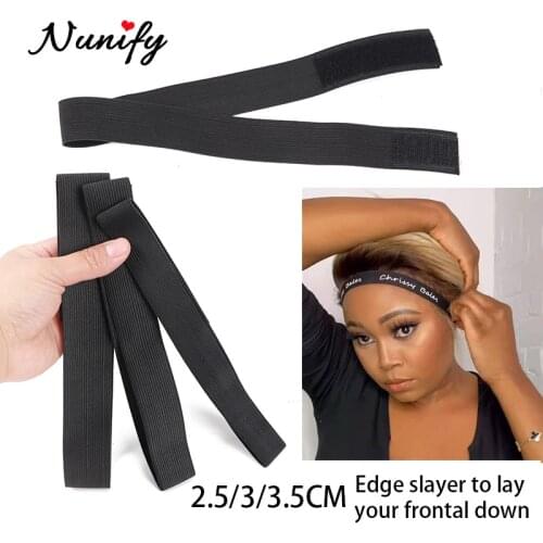 Adjustable Elastic Edge Wrap Scarf 60Cm Wig Band For Edges 2.5Cm 3Cm 3.5Cm Wide Strong Headband Edge Slayer Wrap For Hair