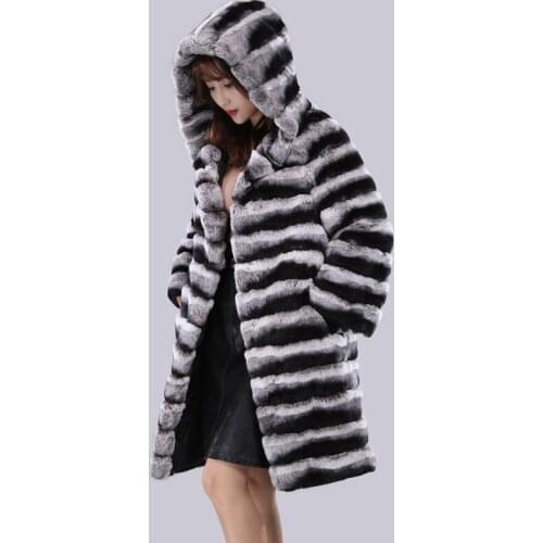 Rex rabbit fur blue purple blue fur coat with hood Rex rabbit imitation chinchilla customized various styles
