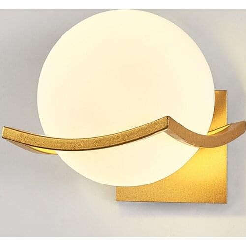Modern E27 LED Bedside Wall Lamp Round Glass Bedroom Lighting Fixture Aisle Night Light For Home Decor(Without Bulb)