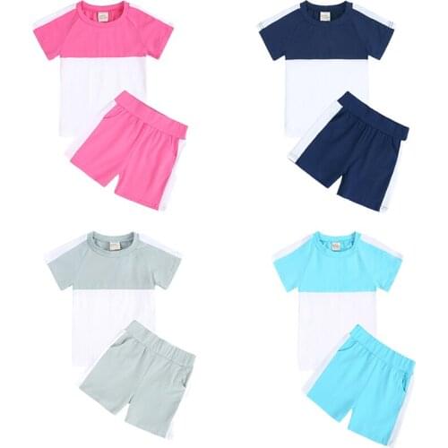 2021 Summer Clothing sets For Children Tracksuits Contrast Color Shorts for Girls Sets Clothes for Boys Newborn Toddler Outfits