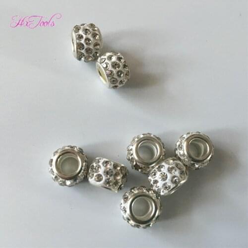 Rhinestone Dreadlock Bead 10Pcs--200Pcs Beautiful Braiding Hair Dreadlock Beads White Color Dread Hair Beads In 5mm Hole