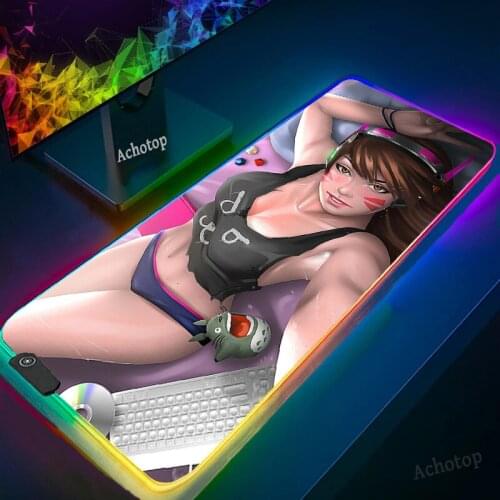 DIY Led Mouse Pad Computer Mause pad XXL Backlit Mat Genshin Impact Mause Gamer Overwatch Gaming Mouse mat for Bears Rgb Carpet