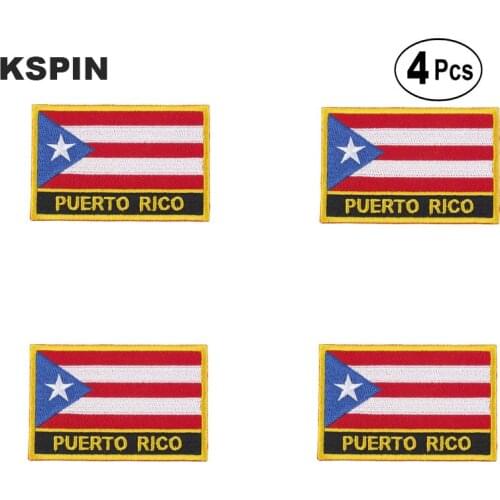 Puerto Rico Rectangular Shape Flag Iron on Saw on Patches Embroidered Flag Patches National Flag Patches for Clothing