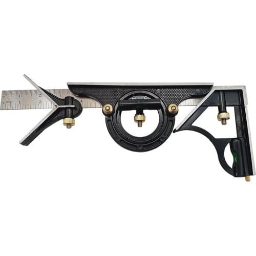 Stainless Steel Protractor Adjustable Professional Carpenter Tools Combination Square Angle Ruler Level Measuring Tool Set