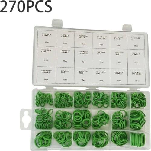 O Ring 270 pcs Rubber Washer Seals Watertightness Assortment Kit Green 18 Different Size With Plastic Case Oil Seal Gaskets Air