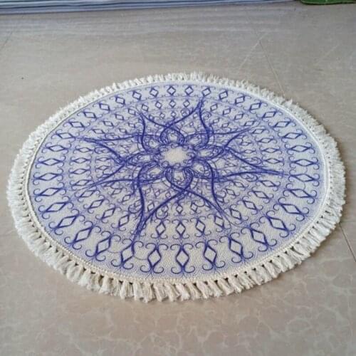 Bohemian Style Round Area Rugs Tassels Casual Retro Ethnic Geometric Tapestry Sofa Blanket Bedroom Bedside Chair Floor Carpet