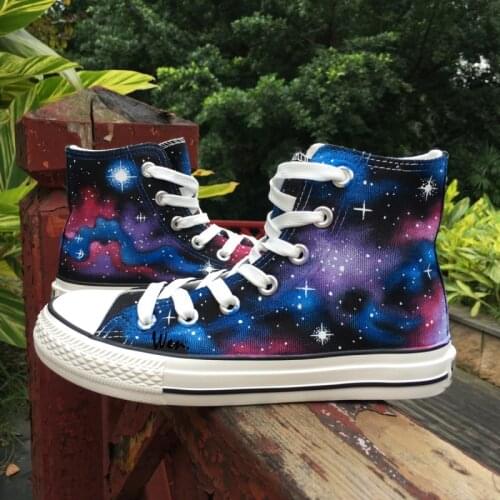 Wen Original Custom Design Hand Painted Shoes Galaxy Starlight Men Womens High Top Canvas Sneakers for Birthday Gifts