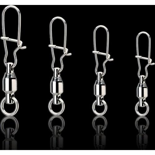WALK FISH 20PCS/Lot Strong Ball Swivels with Sold Rings Split Ring Fishing Swivel Snap Connector Size 0# 1# 2# 3# Fishing Tackle