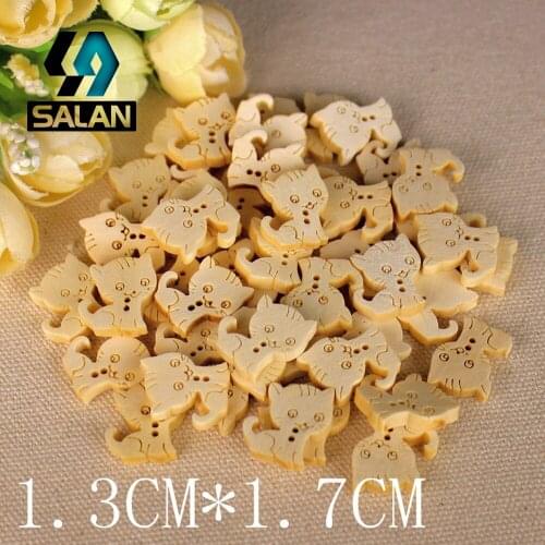WB-0043 Free shipping wholesale/retailed 15pcs/lot log cute cat-shaped wooden buttons for children clothing DIY gift