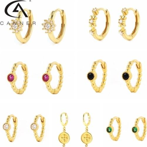CANNER Real 925 Sterling Silver Hoop Earrings For Women Small Simple Fashion Piercing Earring Earings Jewelry Gifts Pendientes
