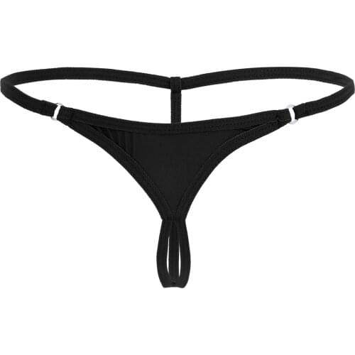 Women Elastic Strap Lingerie Thongs Crotchless Sexy G-string Underpants Low Rise G-string Panties Open Butt Bikini Underwear