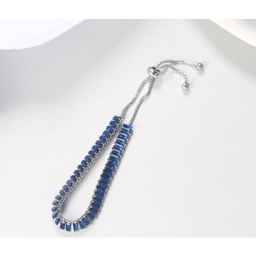 Womens Bracelet 2.5x5mm Adjustable Square Zircon Hand Chain Jewelry Bridal Wedding Gift HSJ88