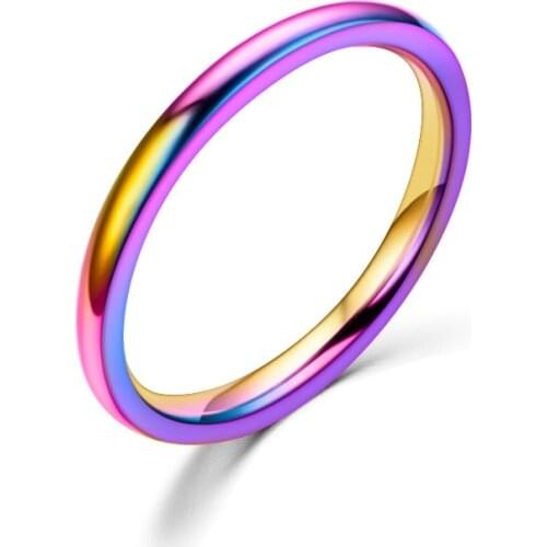 2MM Simple Ladies Ring Titanium Steel Glossy Simple Fashion Couple Ring wholesale