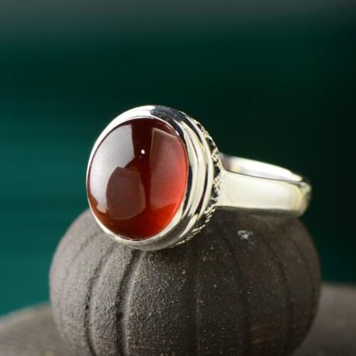 Original Gemstone Ring For Women Natural Wine Red Garnet Vintage Ring 100% 925 Sterling Silver Fine Jewelry