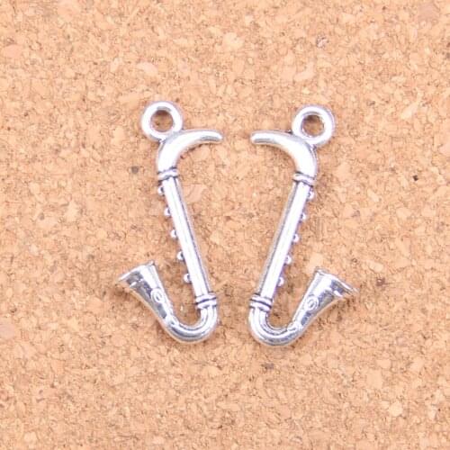 90pcs Charms saxophone instrument music 17x27mm Antique Pendants,Vintage Tibetan Silver Jewelry,DIY for bracelet necklace