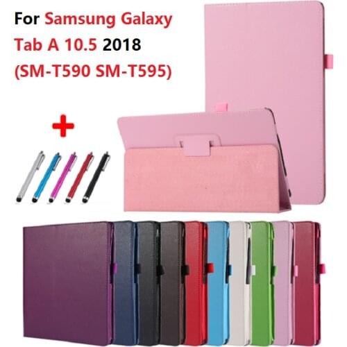 Slim Solid color Case for Samsung Galaxy Tab A 10.5 2018 SM-T590 T595 Tablet Cover for Samsung Galaxy Tab A 10 5 Case T590 +Pen