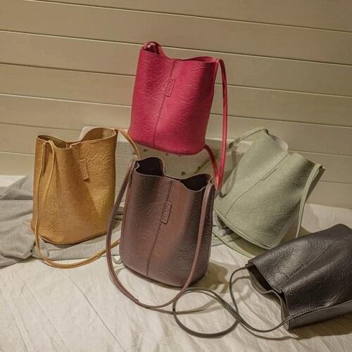 Black Shoulder Bag Vintage Black Leather Crossbody Bags Womens Bucket Shoulder Bags Womens Tote Bag Girls Handbag Shopping