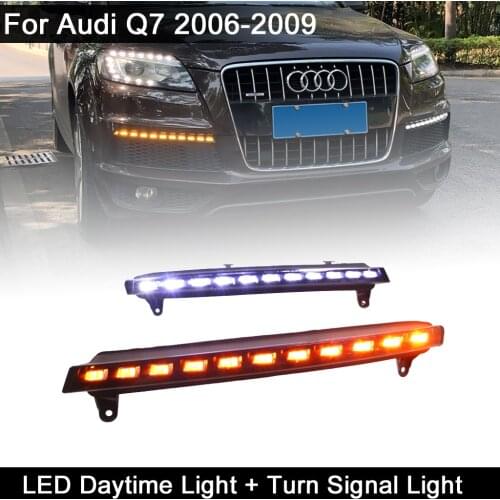 2pcs For Audi Q7 2006 2007 2008 2009 Amber Turn Signal Function Car DRL Waterproof 12V LED Daytime Running Light