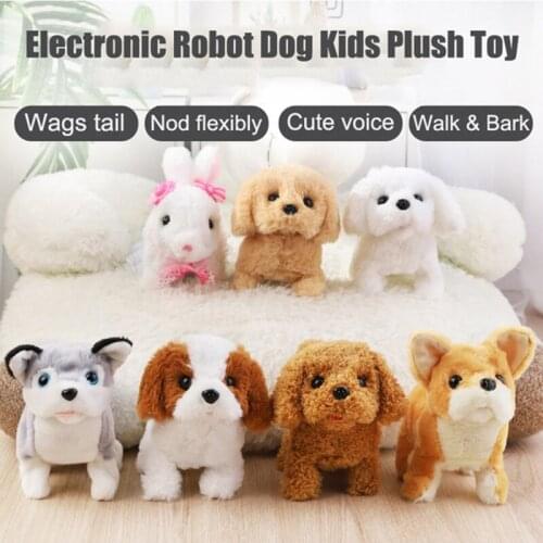 Electronic Robot Dog Plush Toy Lifelike Walking Barking Wagging Tail Puppy Dog Simulation Cute Little Companion