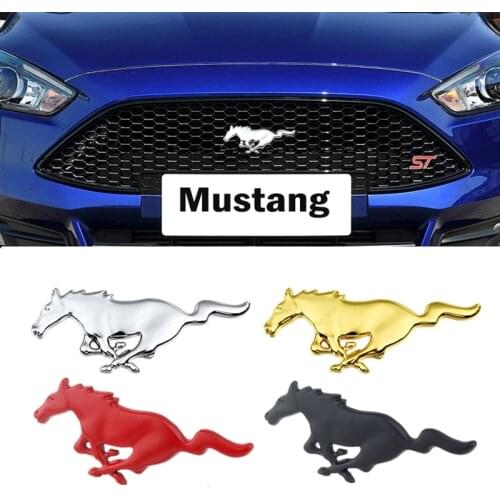 15.5x6CM Zinc Alloy Car Front Hood Grille Badge Horse Emblem Sticker Decal For Ford Mustang Logo Auto Exterior Accessories