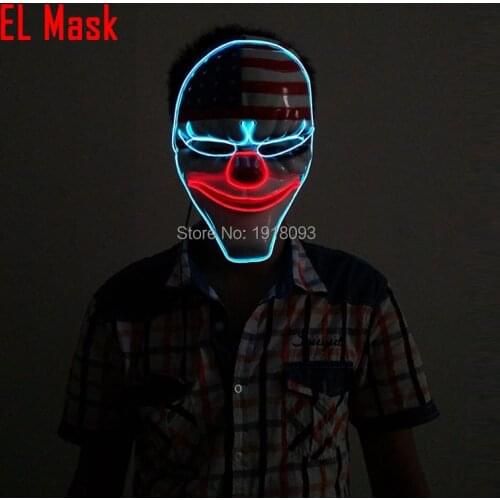 New design USA national flag Clown Mask Flexible Novelty Lighting LED Neon light EL wire Glowing For DJ Carnival Trendy Party