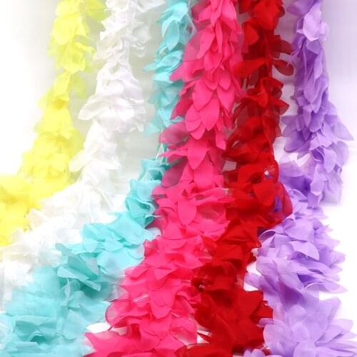 H658 10CM flowers 3D Chiffon Cluster Flowers Lace Trim Wedding Dress Decoration Lace Fabric Applique Trimming Sewing Supplies