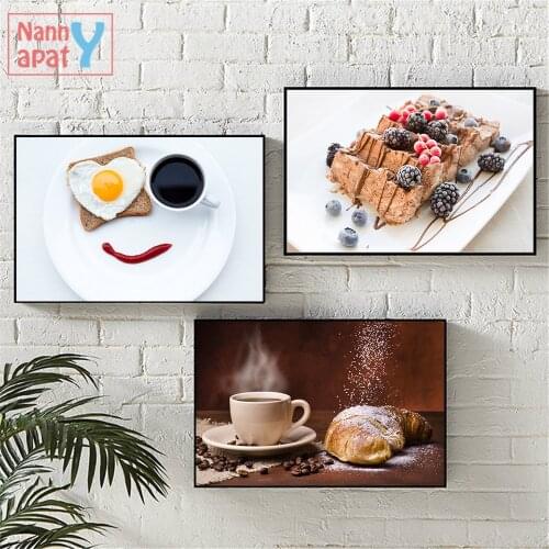 Baguette Bread Coffee Food Canvas Painting Modern Home Decoration Wall Art Picture For Kitchen Decor Nordic Posters And Prints