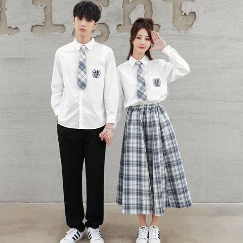 Korean Junior High School Students School Uniforms Suit British Preppy Style Spring Autumn Boy Girl Class Skirt Set