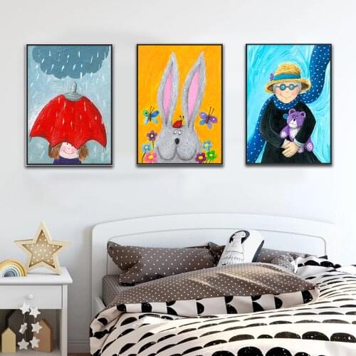 Lovely and Warm Canvas Painting Mural Cartoon Printing Picture Wall Painting For Children Room Decoration