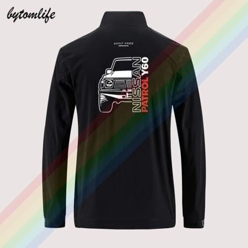 Nissan Patrol Y60 Slim Sport Jacket Mens Street Windbreaker Zipper Thin Jacket Mens Casual Back Printing Jacket Asian Size