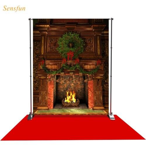 LEVOO Photo Backdrop Christmas Fireplace Wreath Socks Photo Studio Photography Decorations Prop Background Vinyl Fabric