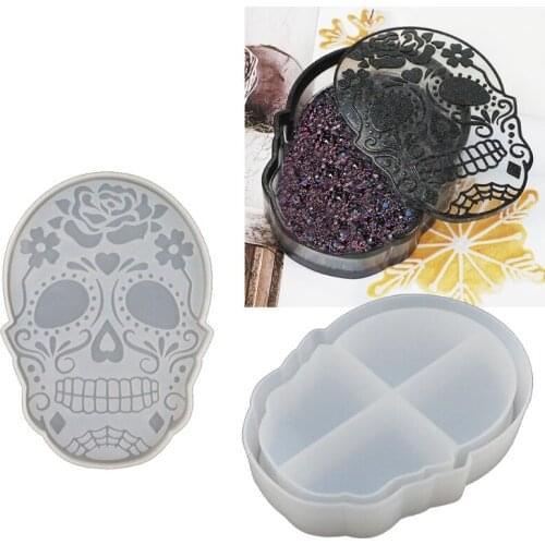 Skull Tray Epoxy Resin Mold Jewelry Storage Rack Decorations Silicone Mould DIY Crafts Desk Ornaments Casting Tools