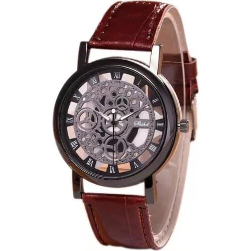 Fashionable casual mens watch hollow perspective non mechanical watch belt quartz watchesRetro Classic Style Relogio Masculino