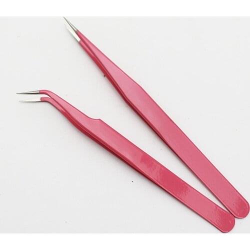 Fashion Eyelash Extension Tweezers Stainless Steel Red Eyelash Tweezers Anti-static Super-hard Clip Eye Lash Beauty Makeup Tool