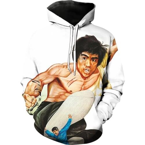 Kung Fu Superstar Bruce Lee 2021 Mens Hoodie Spring and Autumn Chinese 3D Childrens Fashion Cool Sweatshirt
