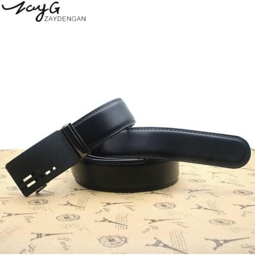 ZAYG Brand Belt Men Top Quality Luxury Leather Black Brown Belts for Men Metal Alloy Automatic Buckle Strap Fashion Style Belt