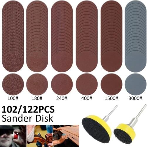102/122 Pcs Sanding Discs Pad Sander Disk Kit with Shank Abrasive Polish Pad Plate for Dremel Rotary Polishing Cleaning Tools