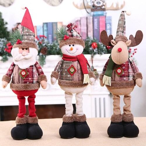 New Year 1/3Pcs Christmas Dolls Christmas Decorations For Home Xmas Tree Decor Elk Snowman Santa Claus Standing Doll Decoration