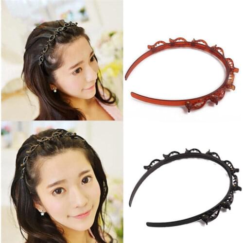 New multi-layer hollow headband shape braided hair accessories exquisite plastic toothed belt clip hairdressing tool bangs hairp