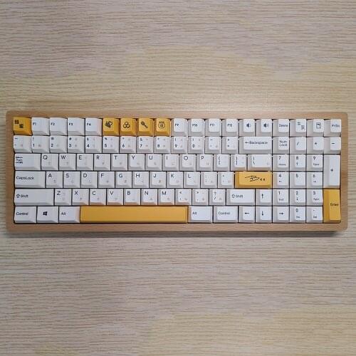 Sample Honey Milk White Yellow Design Keycaps For Cherry Mx Gateron Kailh Switch Mechanical Keyboard Cherry Profile PBT Key Caps